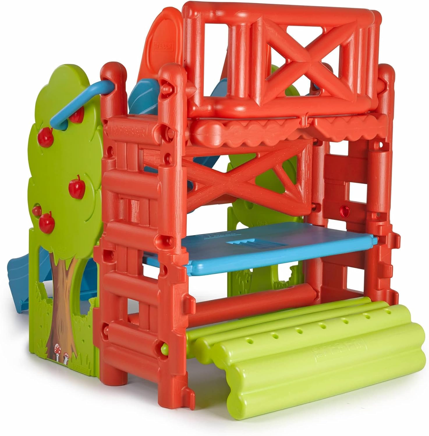 FEBER - Wood House, Centro de Actividades en el Bosque con Tobogán y Mesa Convertible en Arenero, Colores Luminosos y Resistentes a la Luz, Fácil Montaje, Niños de 3 a 8 años, Famosa (800009590)