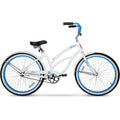 Bicicleta de playa para mujer Hyper, 26 pulgadas, blanca con llantas azules