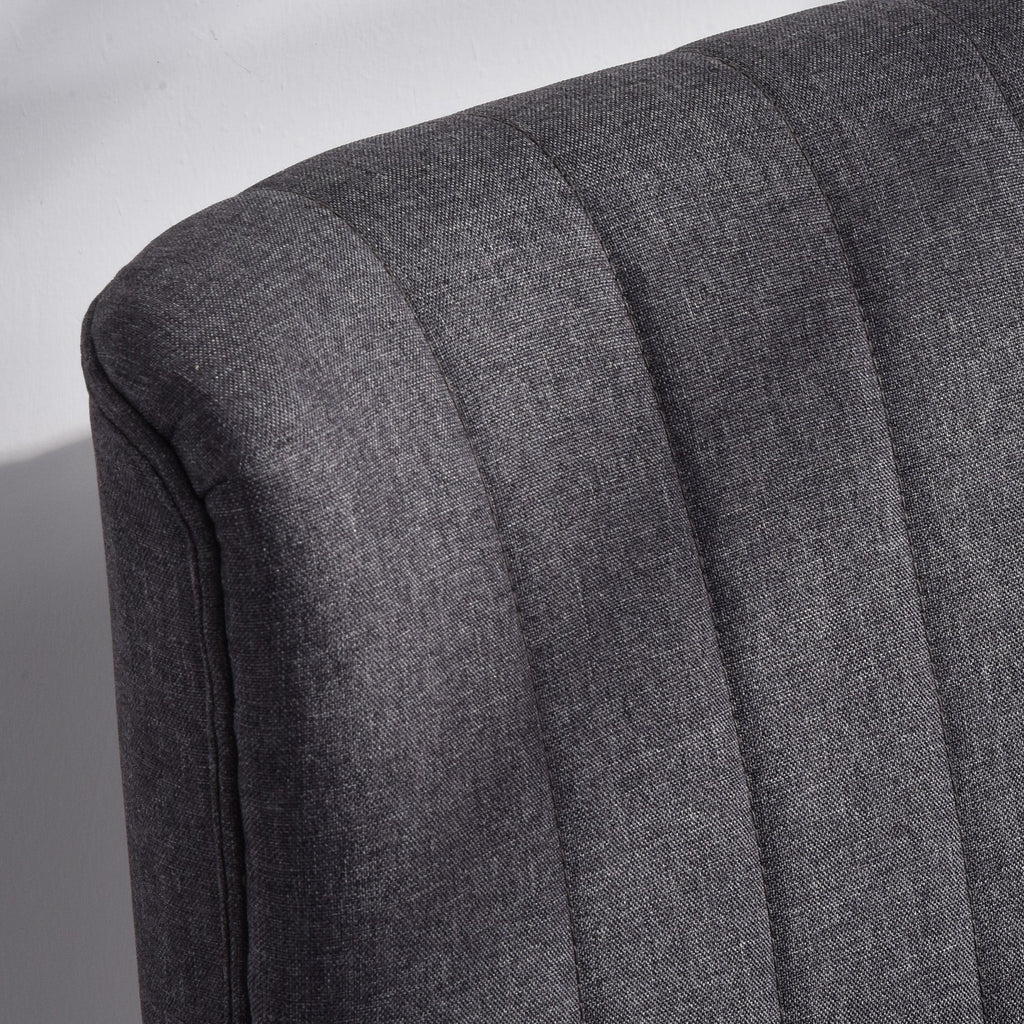 Sofá moderno de lino para 2 plazas, sofá compacto con acolchado y patas de madera, gris