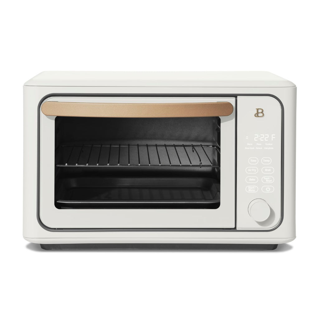 2025 Hermoso horno tostador con freidora de aire caliente táctil para 6 rebanadas, glaseado blanco por Drew Barrymore