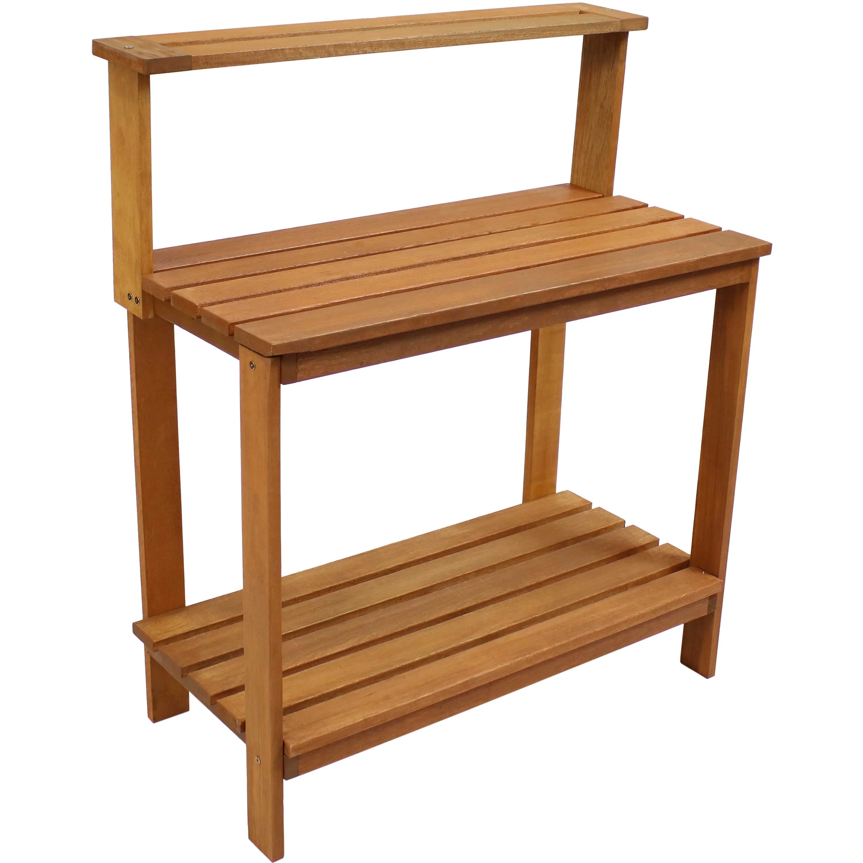 2025 Banco de Jardinería de Exterior de Madera Meranti Sunnydaze con Acabado en Aceite de Teca - 107 cm