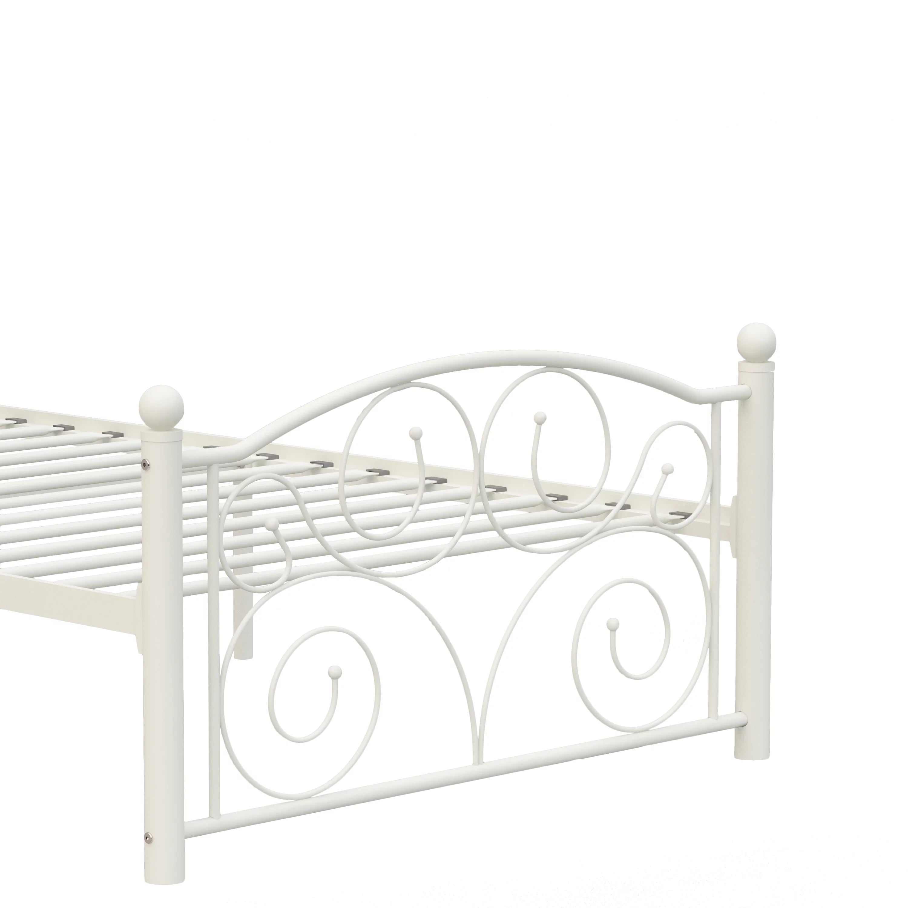 Estructura de cama moderna de metal blanca, tamaño Twin – Embellece tu habitación