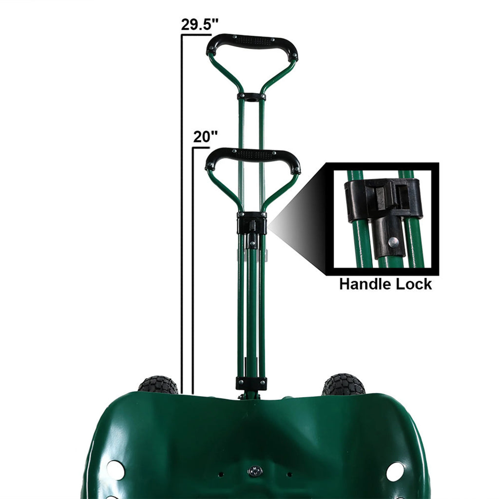 2025 Carrito de Jardín Rodante Sunnydaze con Asiento Giratorio y Manillar de Dirección