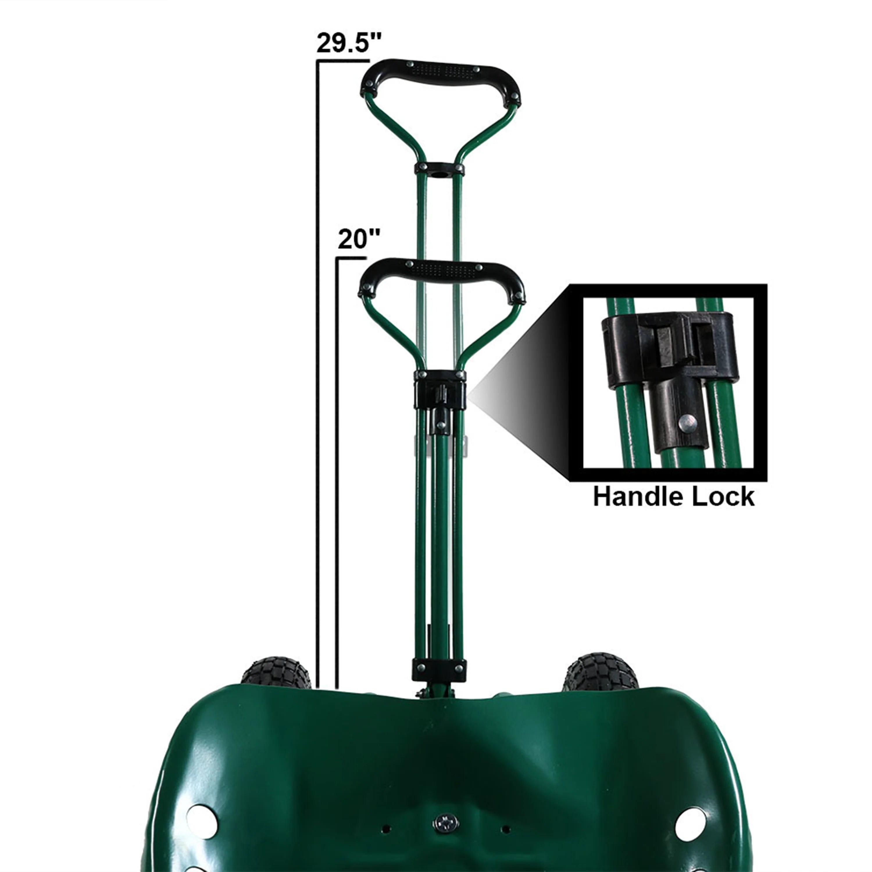 2025 Carrito de Jardín Rodante Sunnydaze con Asiento Giratorio y Manillar de Dirección