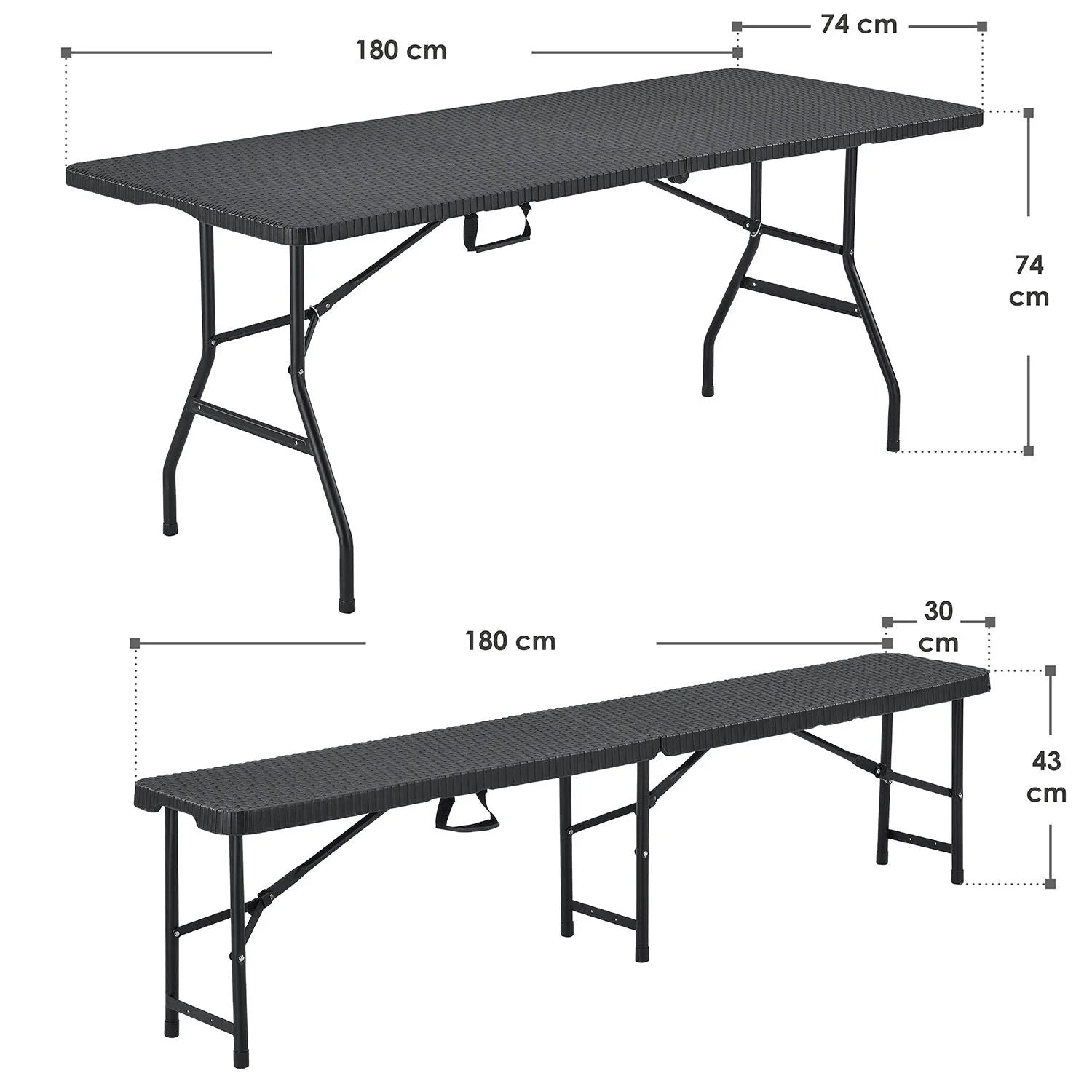 2025 Conjunto de mobiliario plegable para fiestas Amberg 180 cm