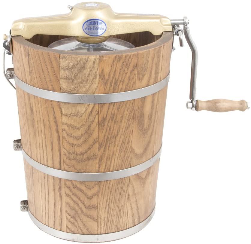 2025 6 qt Maker de Helado Country – Bañera de Madera Clásica – Manivela