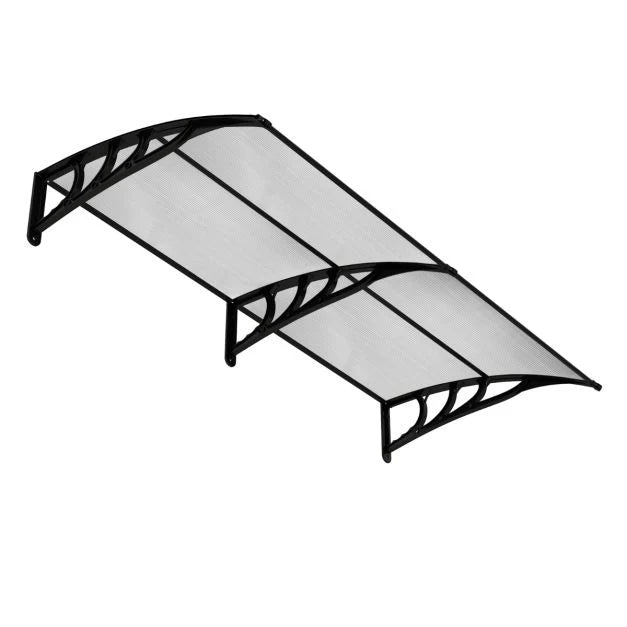 2025 Auvent para puerta de entrada de 199 x 99 cm, marquesina para puerta y ventana exterior, protección contra lluvia, nieve y viento, gris transparente