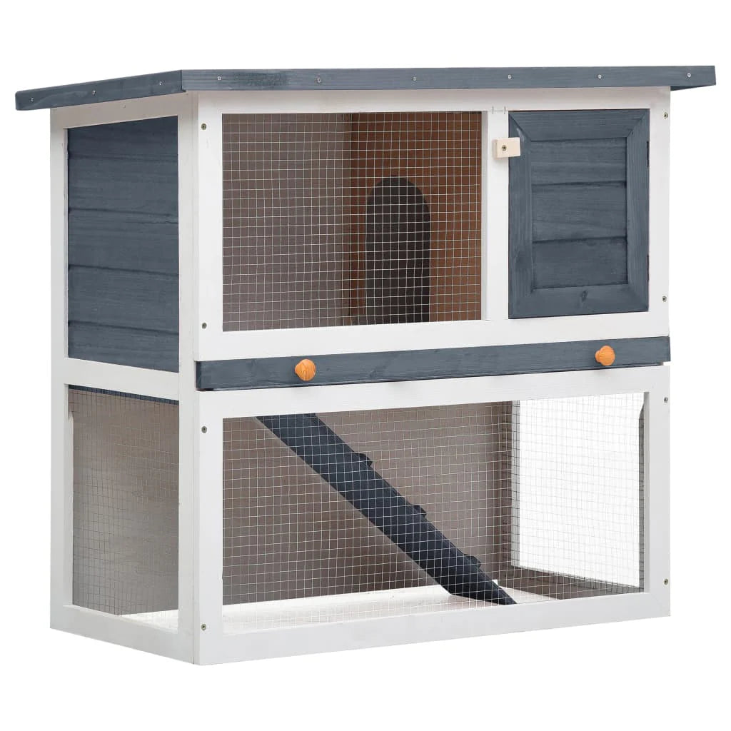2025 Conejera para conejos – Recinto para pequeños animales, 90 x 45 x 80 cm, puerta gris, madera de pino