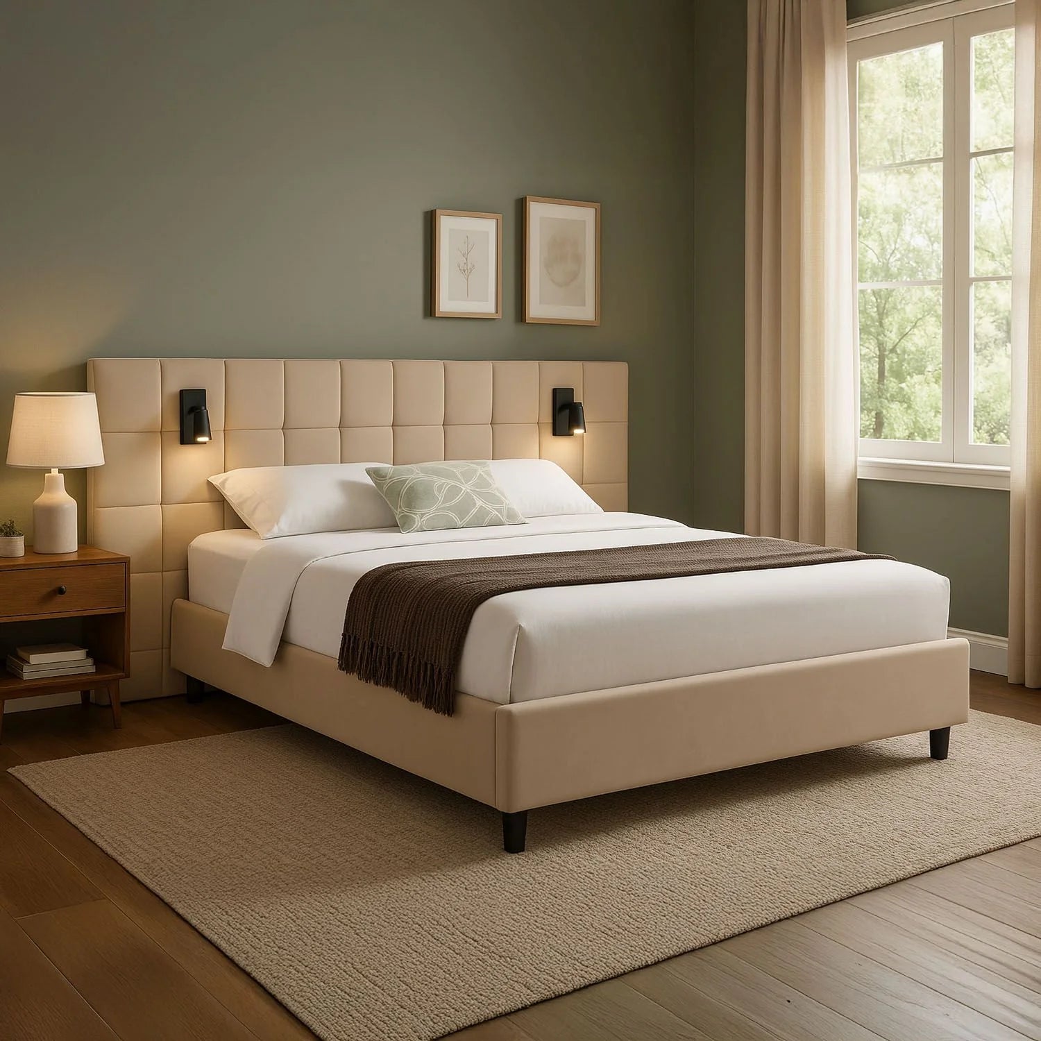 2025 Cama tapizada en terciopelo Luzano