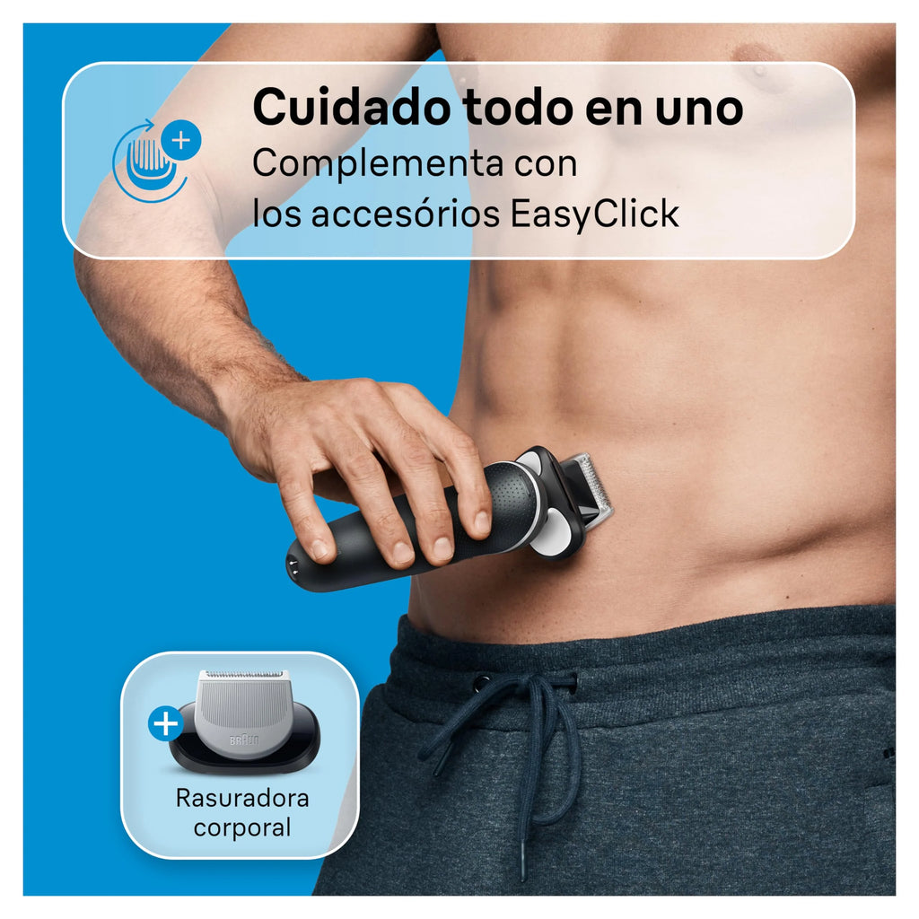 Braun Series 5 Afeitadora Eléctrica Hombre, Máquina de Afeitar Barba con Cabezal y Cuchillas Flexibles, Accesorio Cortabarba Incluido y Base De Carga, Impermeable y Recargable, 51-M4500cs, Gris/Azul