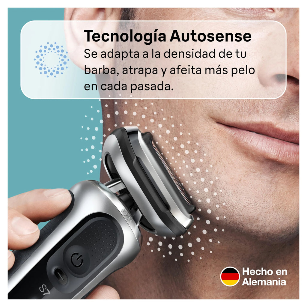 Braun Series 7 Afeitadora Eléctrica Hombre, Máquina de Afeitar Barba con Accesorio de Recortadora de Precisión, Base de Carga, uso en Seco y en Mojado, Recargable, Inalámbrica, 71-S4200cs, Plata