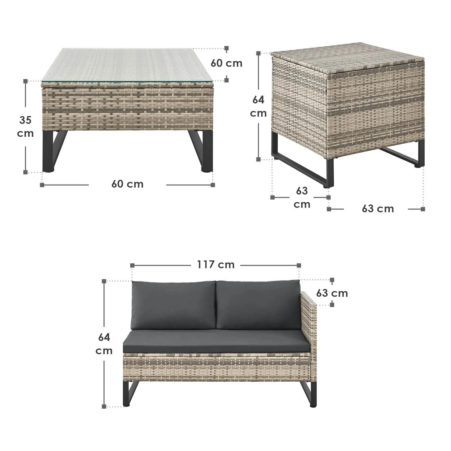 2025 Salón modular de poliratán Santorini