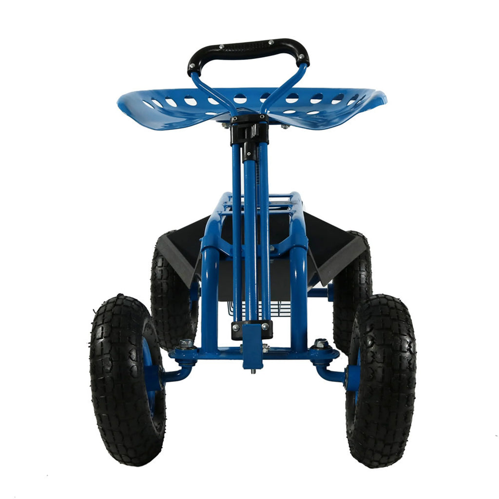 2025 Carrito de Jardín Rodante Sunnydaze con Asiento Giratorio y Manillar de Dirección