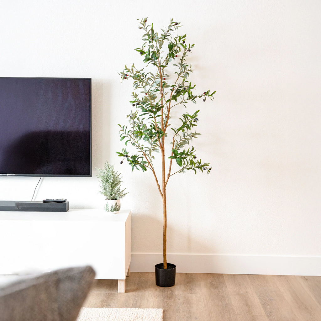 2025 Árbol de olivo artificial en maceta con hojas de seda de Sunnydaze