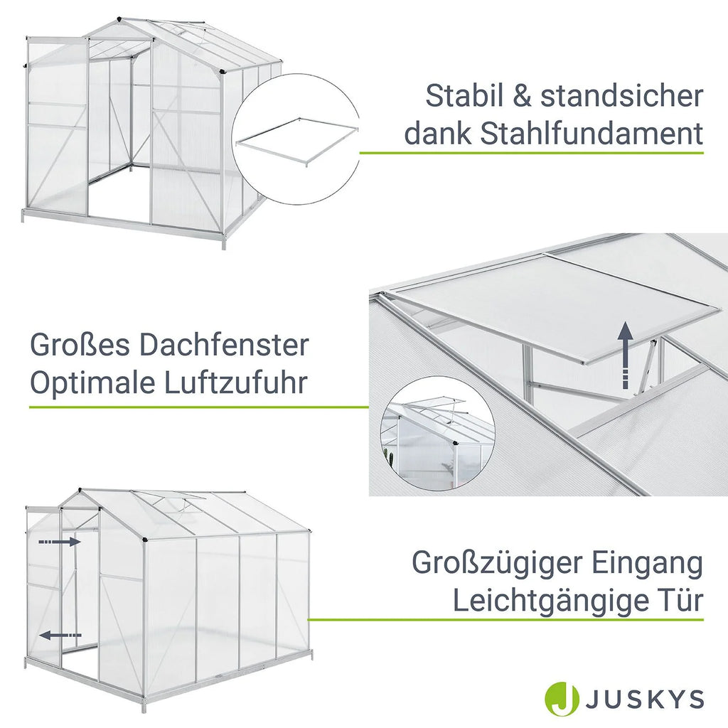 2025 Invernadero de jardín de aluminio con base – Ideal para frutas, verduras y resguardo invernal