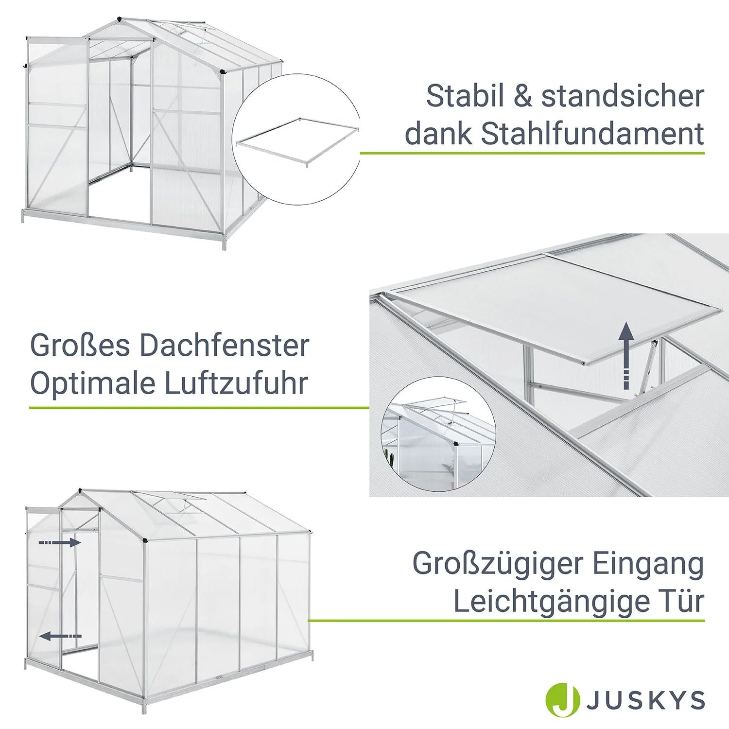 2025 Invernadero de jardín de aluminio con base – Ideal para frutas, verduras y resguardo invernal