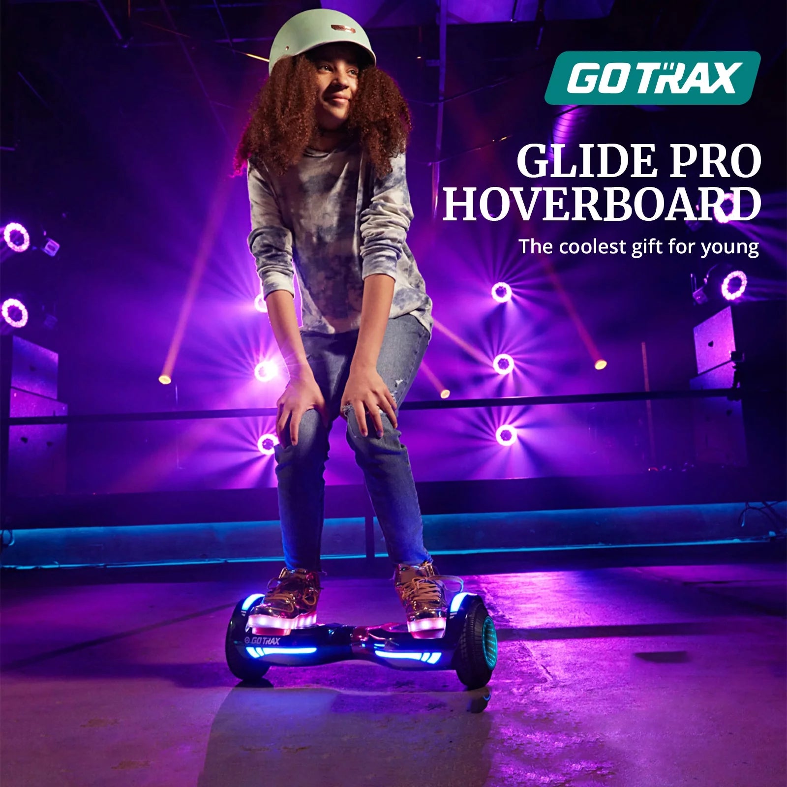 2025 Hoverboard GOTRAX GLIDE PRO con Bluetooth, ruedas de 6,5 pulgadas y luces LED multicolores de 7 colores, scooter autoequilibrado para niños y adultos (20–80 kg), color plateado
