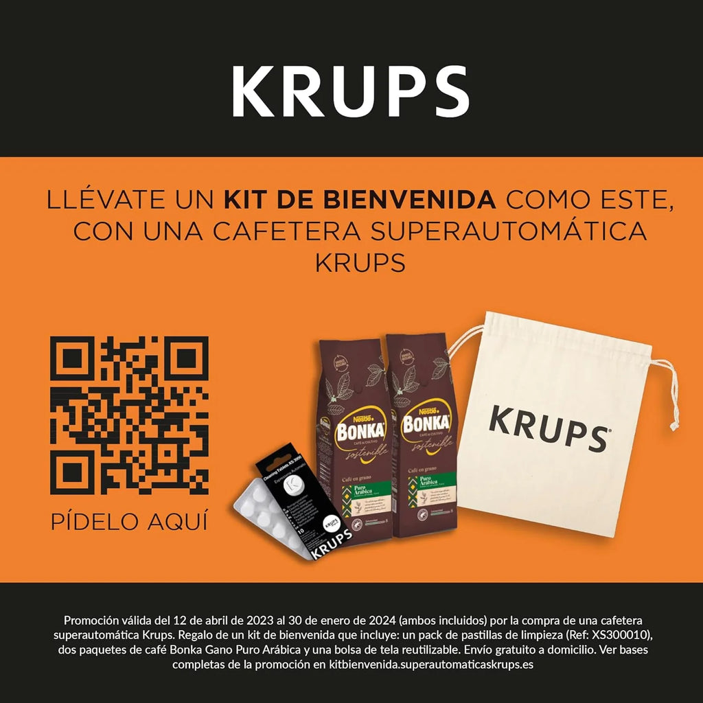 2025 Cafetera automática Krups Evidence | Pantalla OLED con tecnología Barista Quattro Force | 12 tipos de café | 3 variedades de té | capuchino con un solo toque | función para 2 tazas | color negro