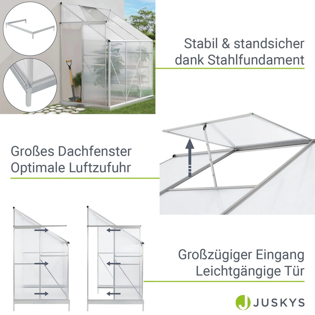 2025 Invernadero de jardín de aluminio con base – Ideal para frutas, verduras y resguardo invernal
