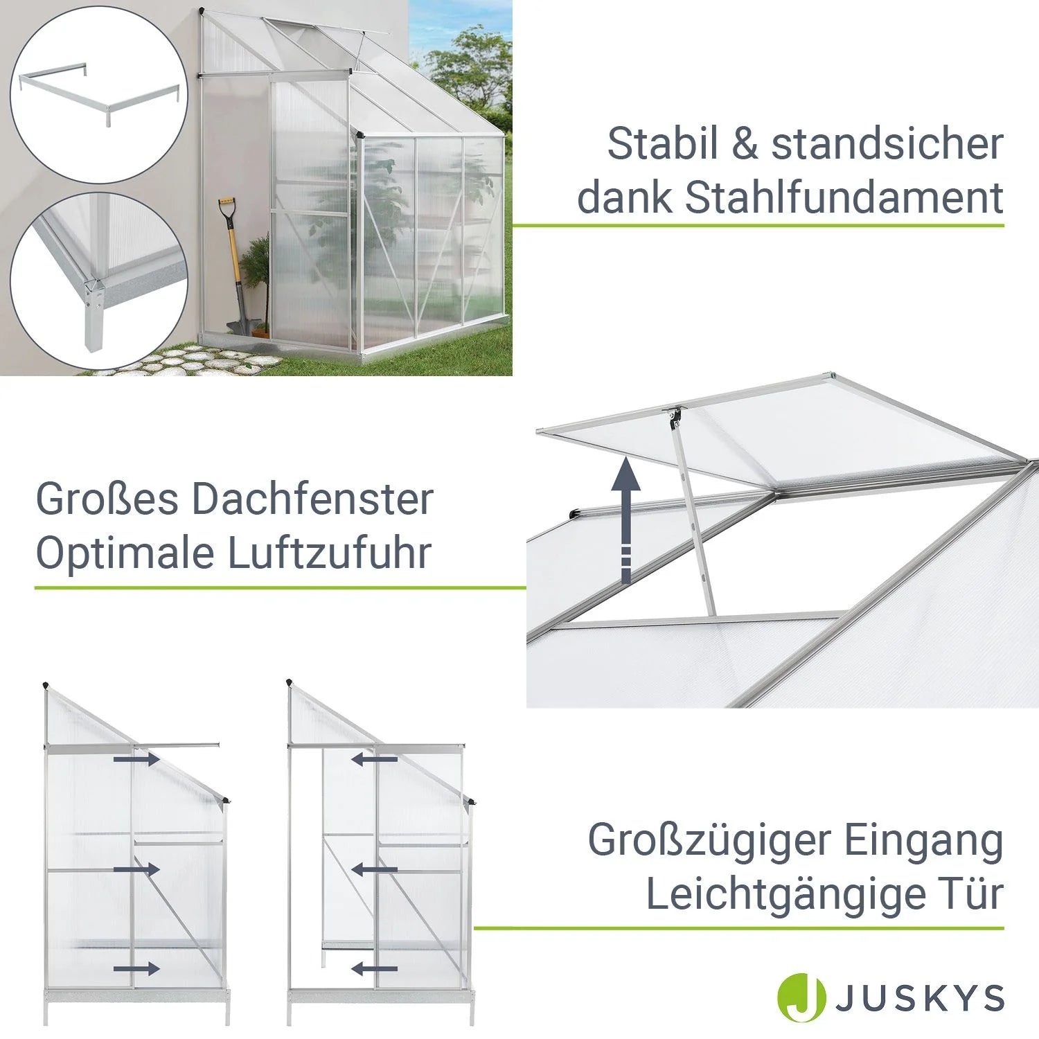 2025 Invernadero de jardín de aluminio con base – Ideal para frutas, verduras y resguardo invernal