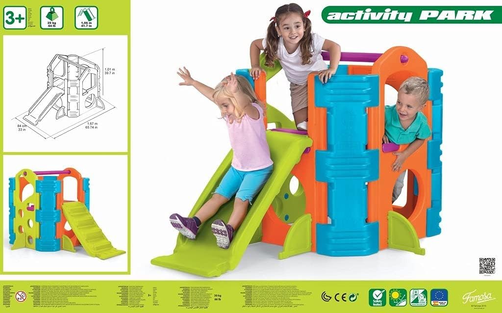FEBER - Wood House, Centro de Actividades en el Bosque con Tobogán y Mesa Convertible en Arenero, Colores Luminosos y Resistentes a la Luz, Fácil Montaje, Niños de 3 a 8 años, Famosa (800009590)
