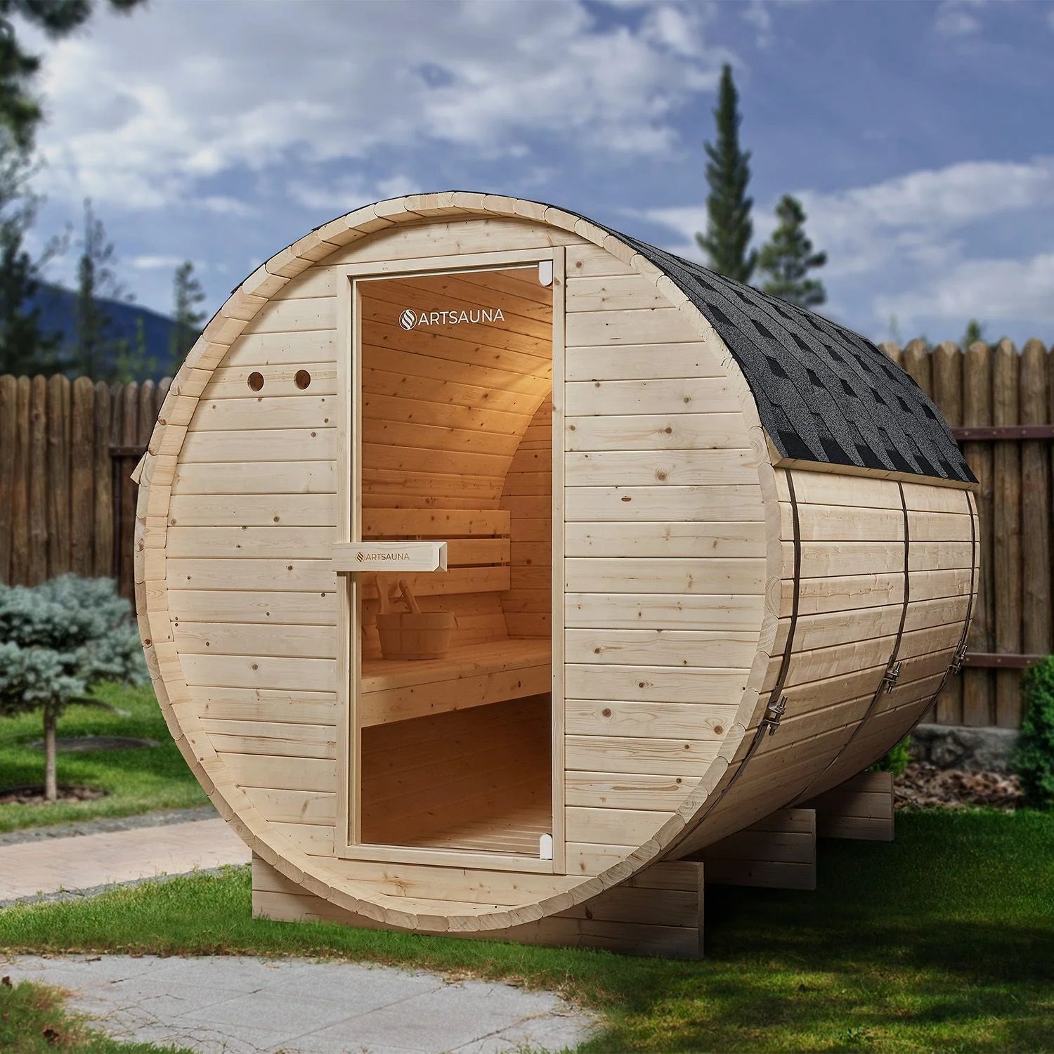 2025 Sauna barril Spitzbergen con estufa de sauna