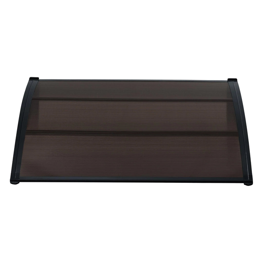 2025 Marquesina para puerta de entrada, marquesina de protección resistente a la intemperie ABS, policarbonato y aluminio 150 x 100 cm, negro y marrón