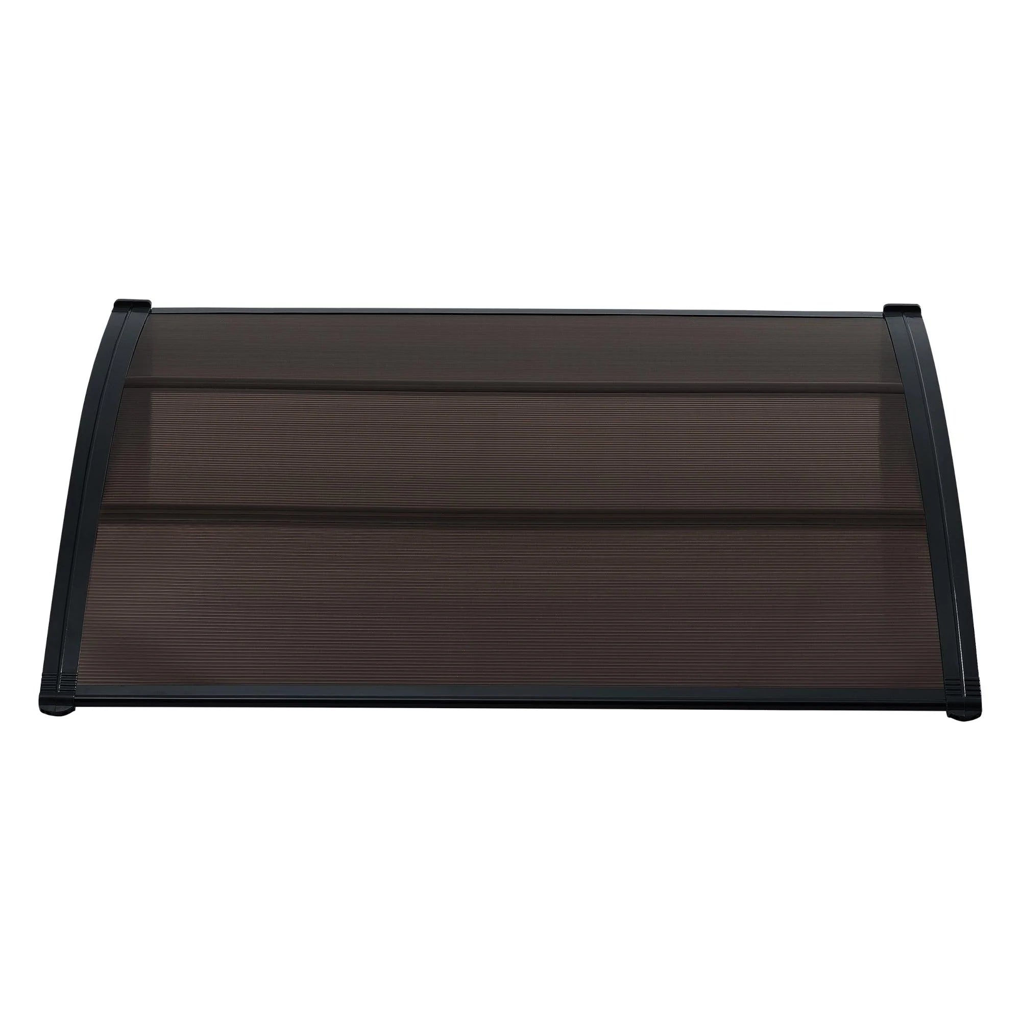 2025 Marquesina para puerta de entrada, marquesina de protección resistente a la intemperie ABS, policarbonato y aluminio 150 x 100 cm, negro y marrón