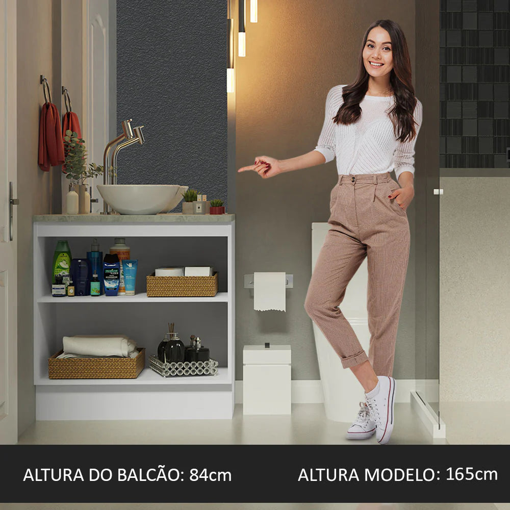 2025 Mueble Para Lavamanos Blanco 80x84cm Individual Sin Lavamanos Y Sin Cajones