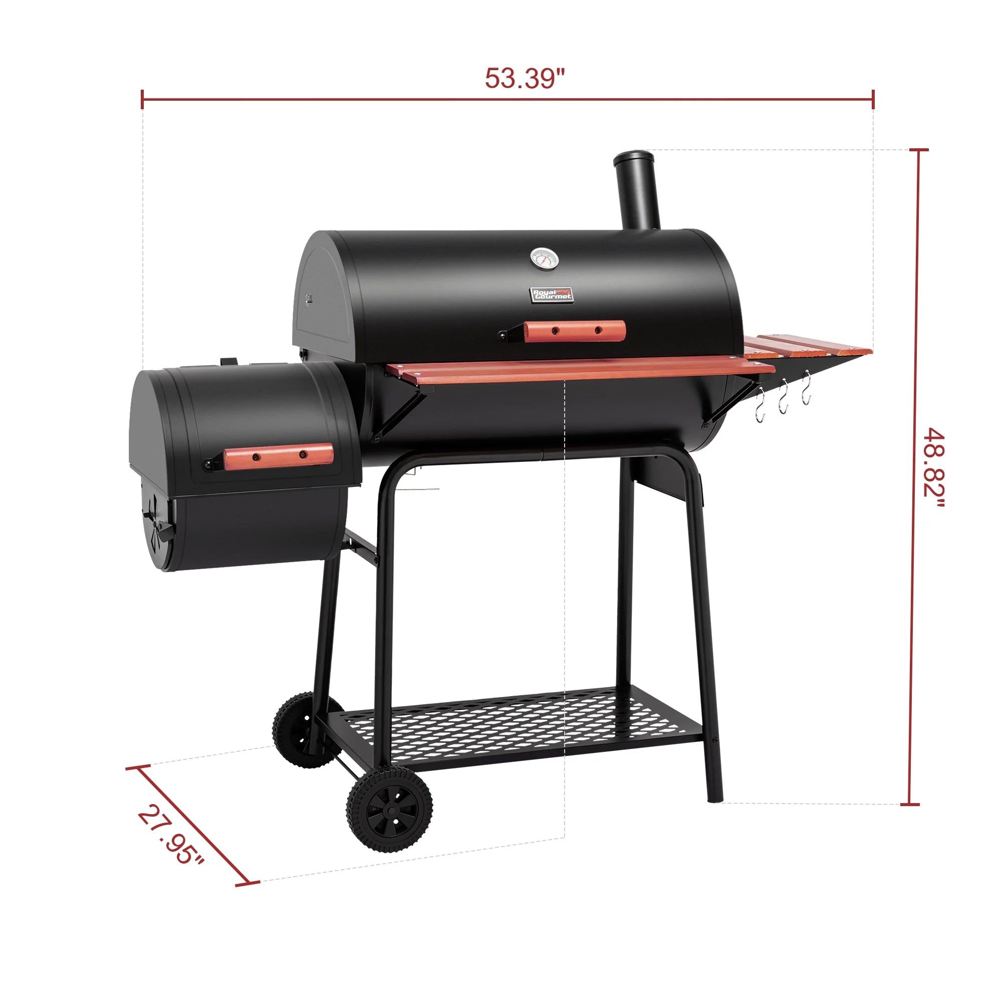 2025 Royal Gourmet CC1830W Parrilla de carbón de 76 cm con ahumador lateral