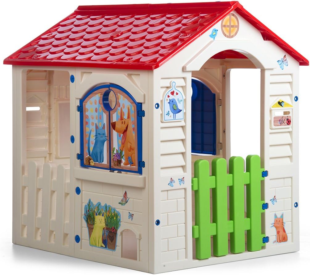 Chicos - Country Cottage Children's Outdoor and Indoor Cottage, Made of Durable and Durable Plastic, White, Unique, Measures 84 x 103 x 104 cm (89607)