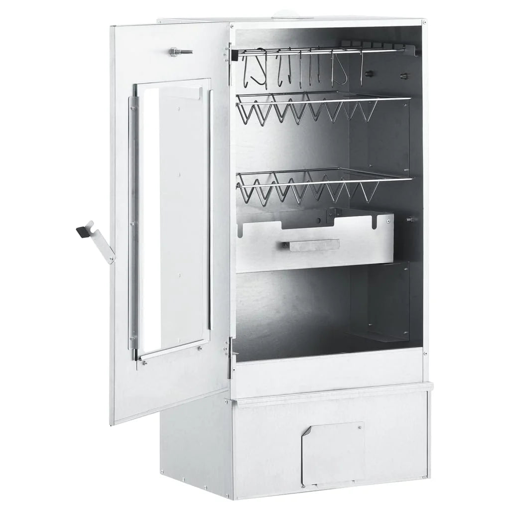 2025 Ahumador 44,5 x 29 x 83 cm con mesa 40 x 28 x 44,5 cm galvanizado – Armario para ahumar plateado