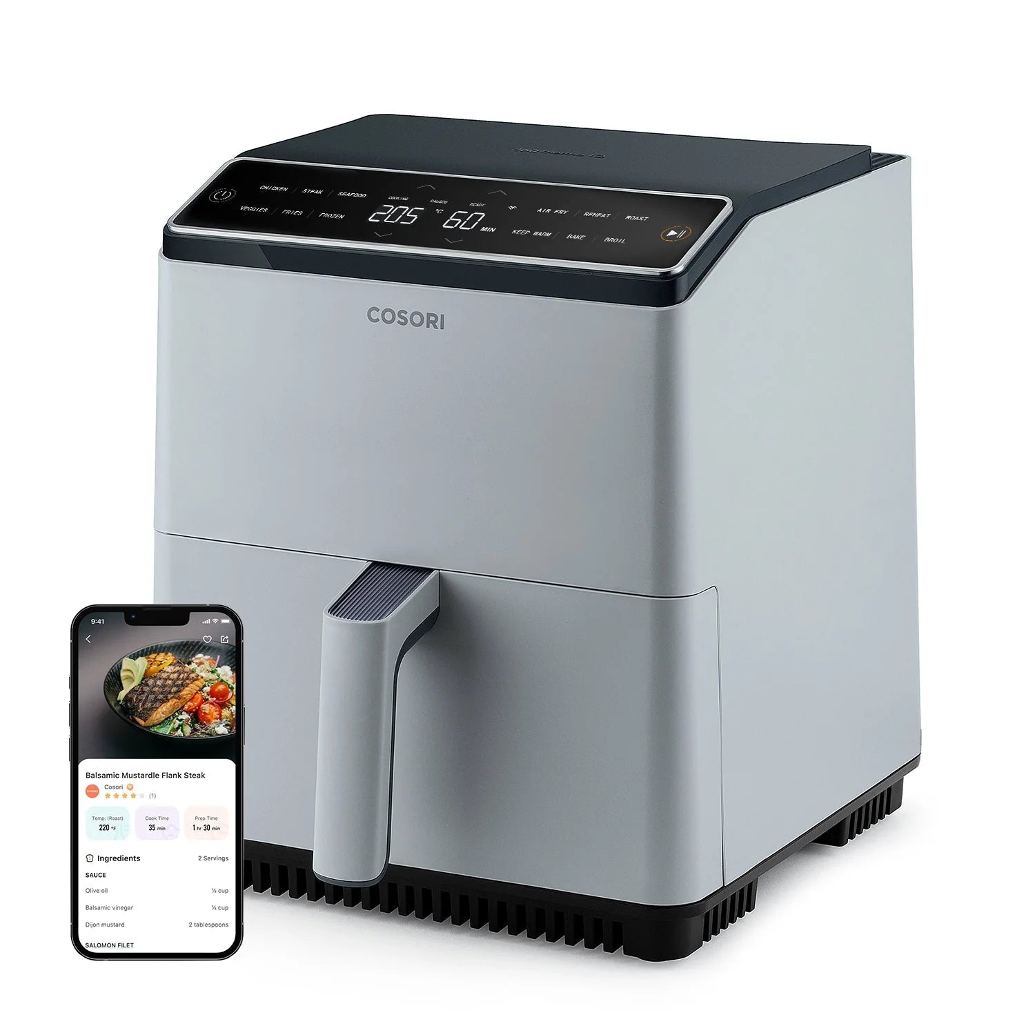 Cosori Freidora de Aire Smart Dual Blaze 6.4L – Color Gris Claro