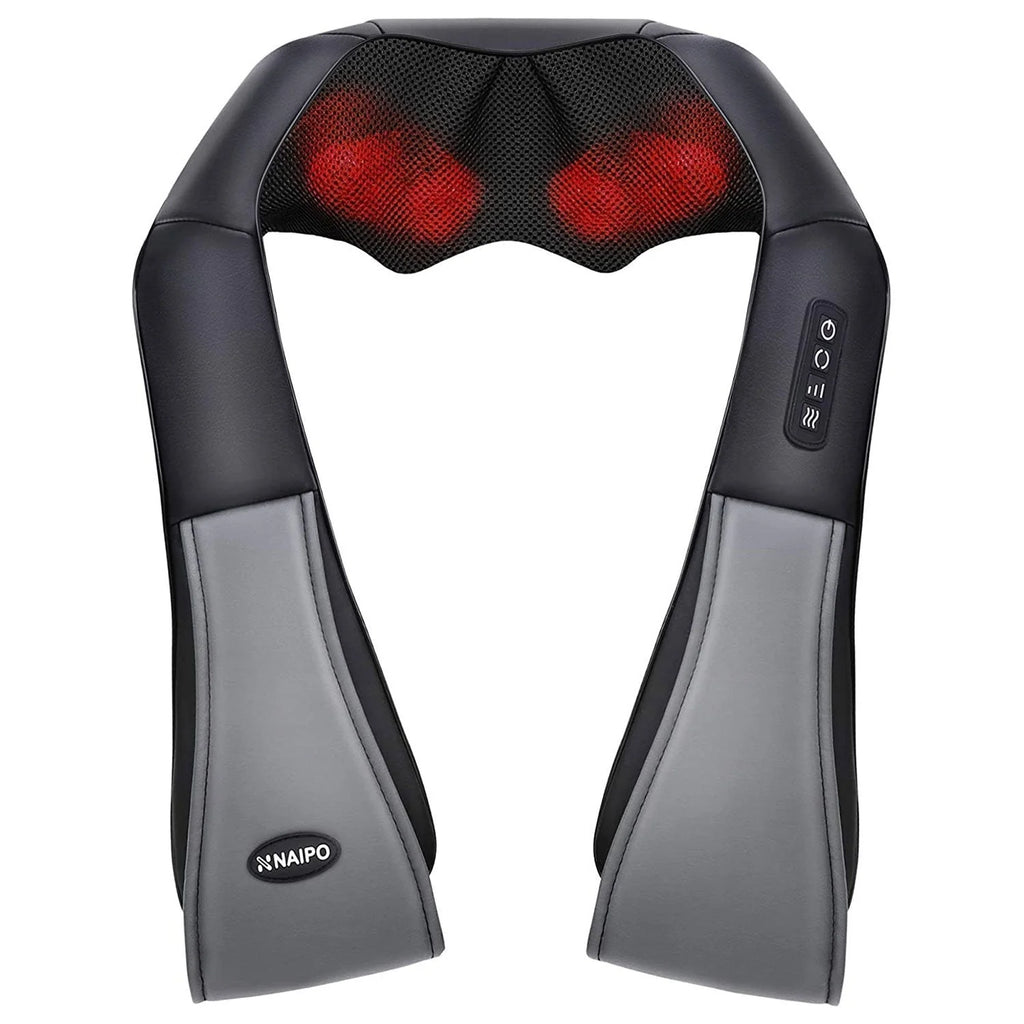 2025 Naipo MGS-801 – Masajeador Shiatsu 3D para Espalda y Cuello con Calor, Masaje Profundo de Amasamiento para Espalda, Hombros, Pies y Piernas (Gris)