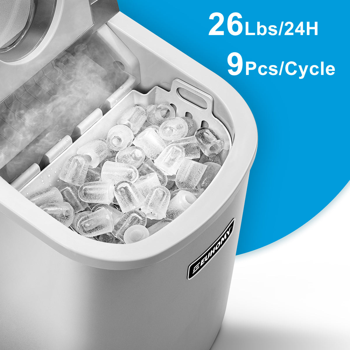 2025 Máquina de hielo portátil y compacta Euhomy, color plateado