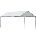2025 Cochera de alto rendimiento Outsunny de 3 x 6 m en acero galvanizado con kit de fijación, 3 cables reforzados y lona blanca