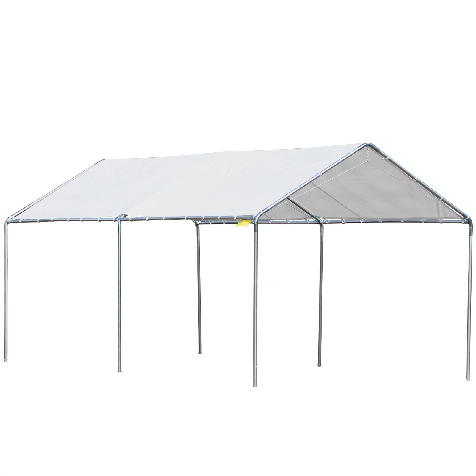 2025 Cochera de alto rendimiento Outsunny de 3 x 6 m en acero galvanizado con kit de fijación, 3 cables reforzados y lona blanca