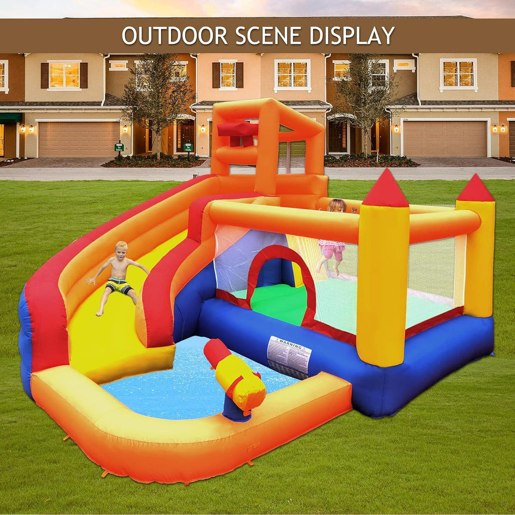 Ballsea Castillo Hinchable con Ventilador, Adecuado para niños de 3 a 10 años, para Interiores, cumpleaños Infantiles (488 x 223 x 220 cm)