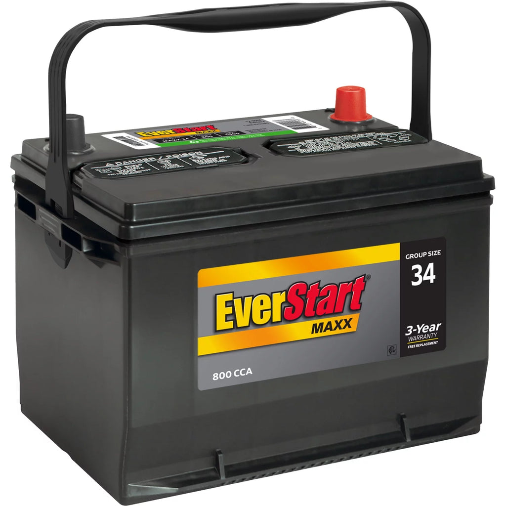 2025 Batería de automóvil EverStart Maxx de plomo-ácido, tamaño de grupo 34, 12 voltios, 800 CCA