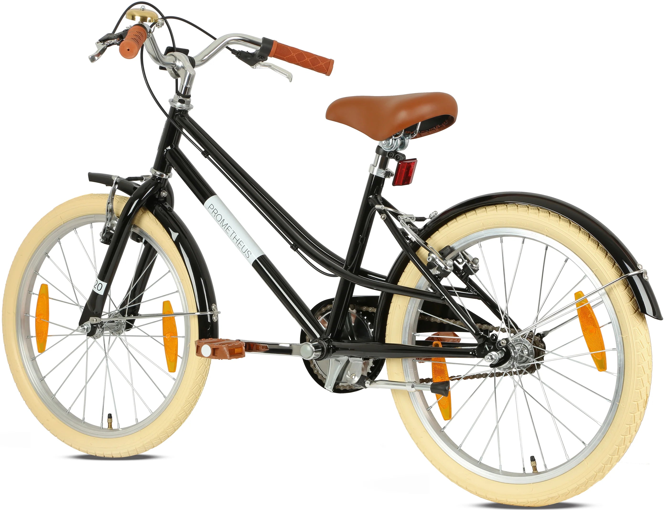 2025 Bicicleta Infantil Retro de 20 Pulgadas, Negra, para Niños de 6 a 7 Años