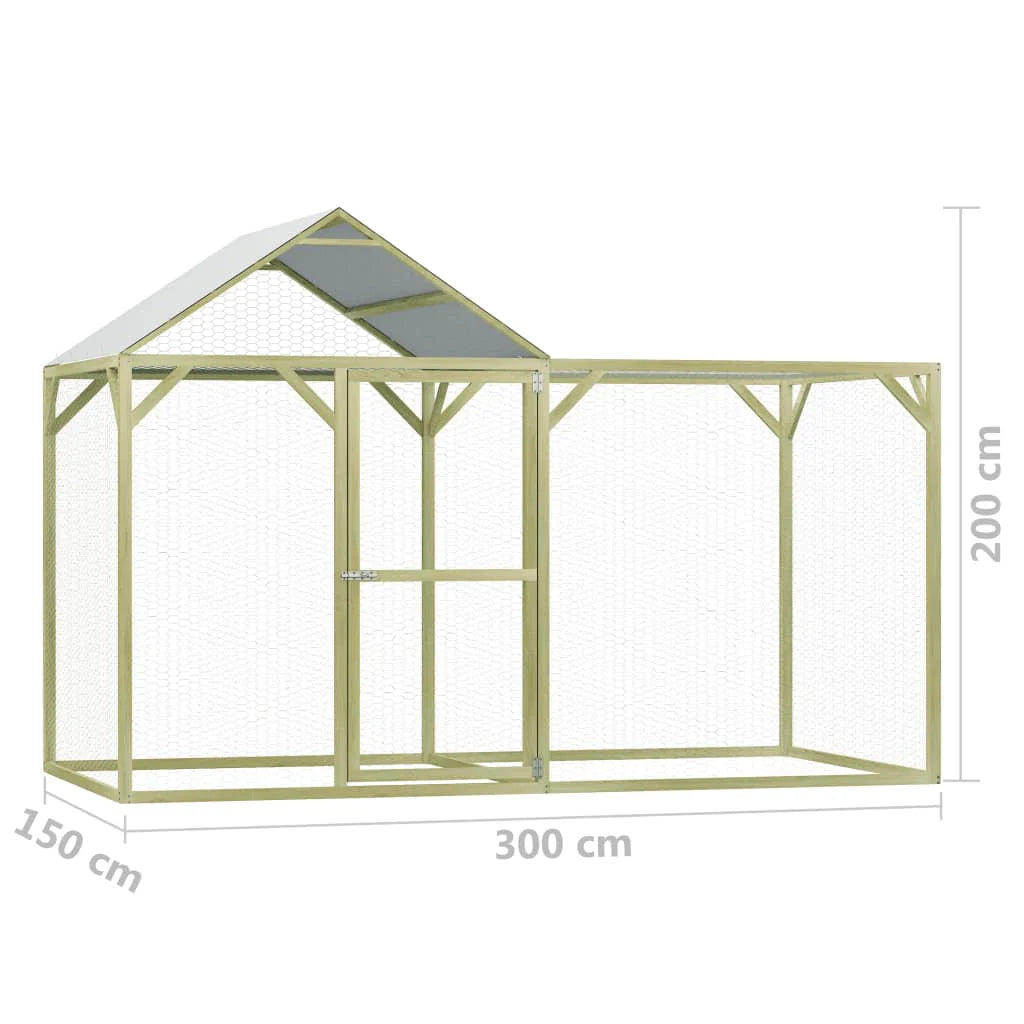2025 Gallinero de madera impregnada 3 x 1,5 x 2 m – Recinto seguro para aves y pequeños animales