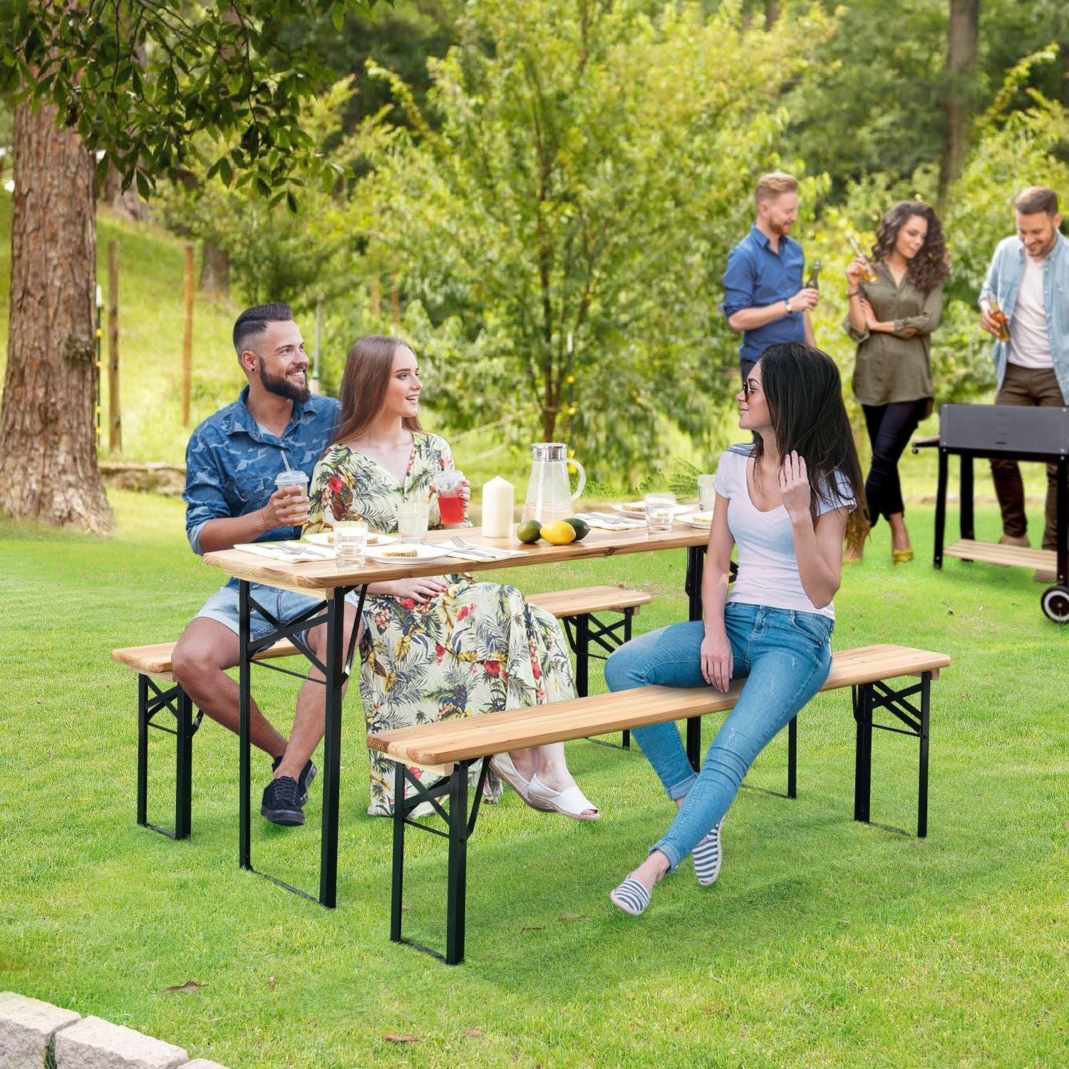 2025 Conjunto de mobiliario plegable para fiestas Bichl de 3 piezas en madera