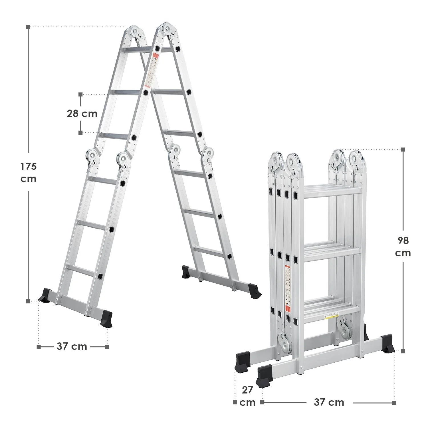 2025 Escalera multifuncional de aluminio 3,6 m – Versátil, estable y compacta