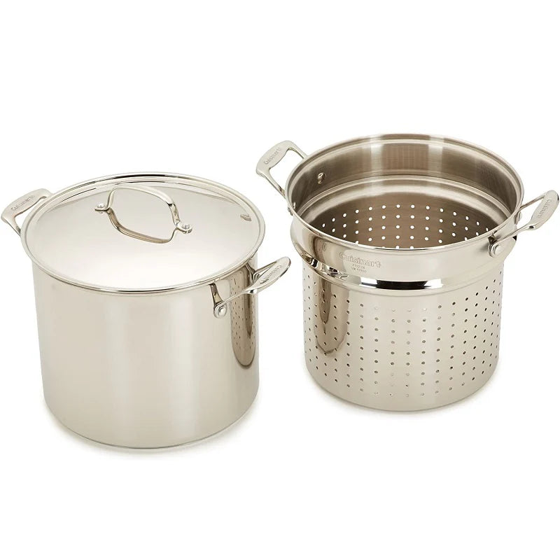 2025 Set Cuisinart para cocinar al vapor y pasta de 12 litros en acero inoxidable