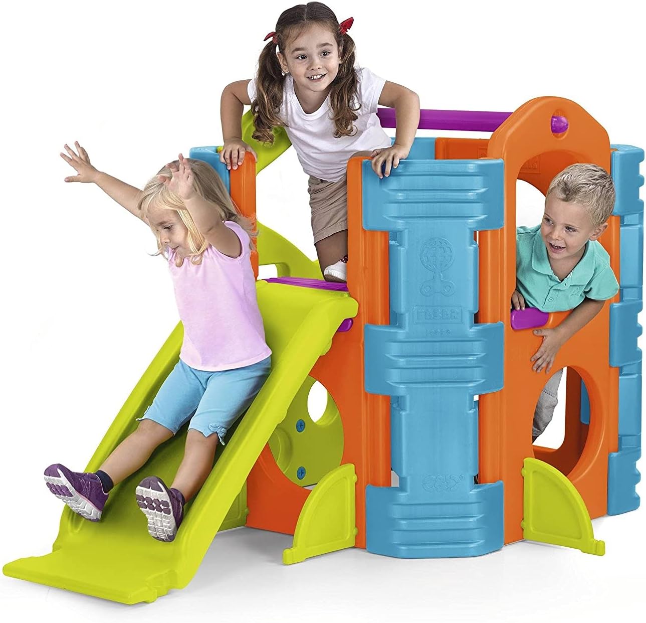 FEBER - Wood House, Centro de Actividades en el Bosque con Tobogán y Mesa Convertible en Arenero, Colores Luminosos y Resistentes a la Luz, Fácil Montaje, Niños de 3 a 8 años, Famosa (800009590)