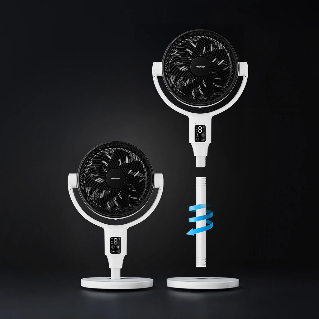 2025 Ventilador de Pie Híbrido AirFlo Plus™ 44" – Circulador de Aire Ultra Silencioso – Blanco
