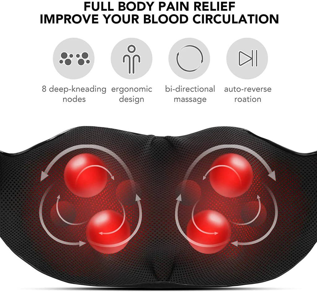 2025 Naipo MGS-801 – Masajeador Shiatsu 3D para Espalda y Cuello con Calor, Masaje Profundo de Amasamiento para Espalda, Hombros, Pies y Piernas (Gris)