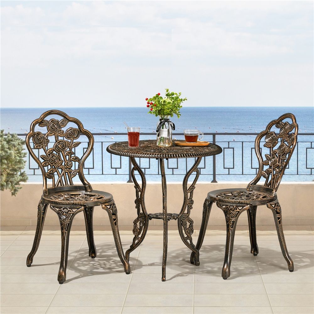Conjunto De Mesa Y Sillas Exterior Vintage Para Balcón Bronce