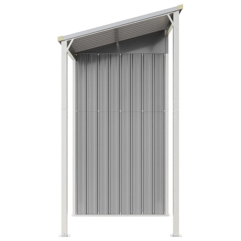 2025 Cobertizo jardín tejado alargado acero gris 277x110,5x181 cm v8848