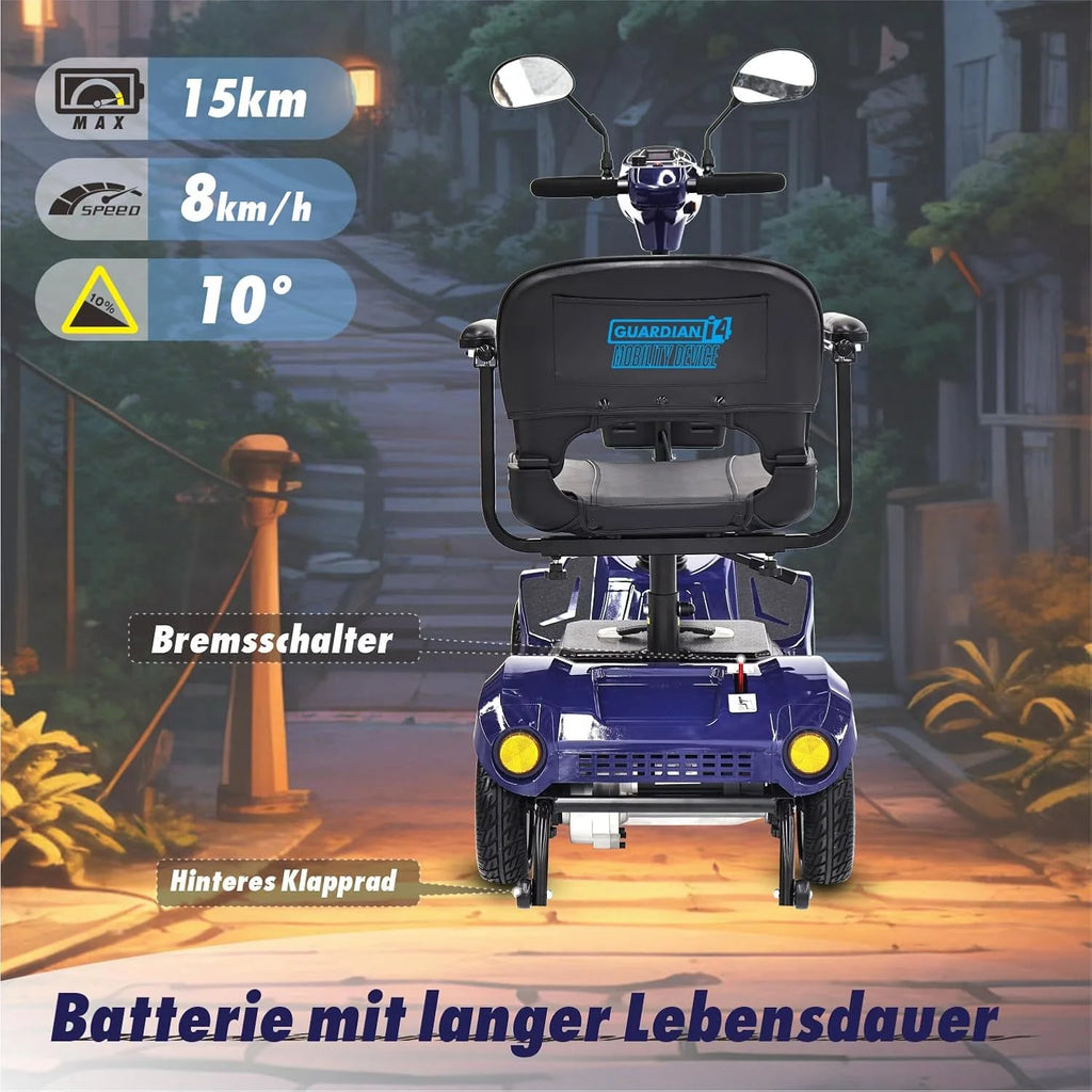 2025 Scooter eléctrico de 4 ruedas – silla de ruedas motorizada compacta y eficiente para adultos y personas mayores